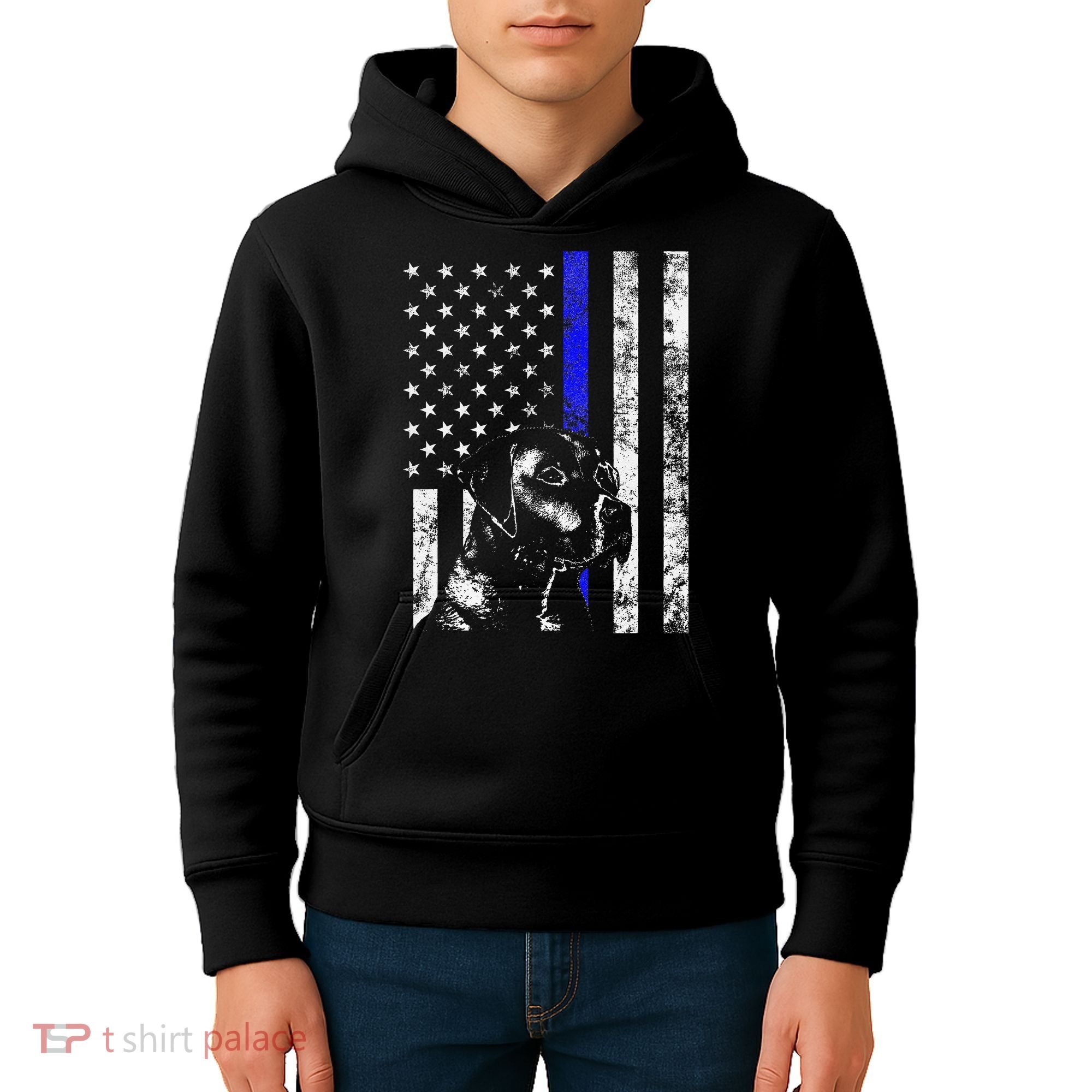 Blue Line Flag K9 Labrador Retriever Police Dog Kids Hoodie