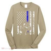 Blue Line Flag K9 Labrador Retriever Police Dog Long Sleeve Shirt thumb 0