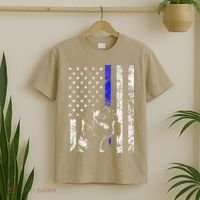 Blue Line Flag K9 Labrador Retriever Police Dog T-Shirt thumb 2
