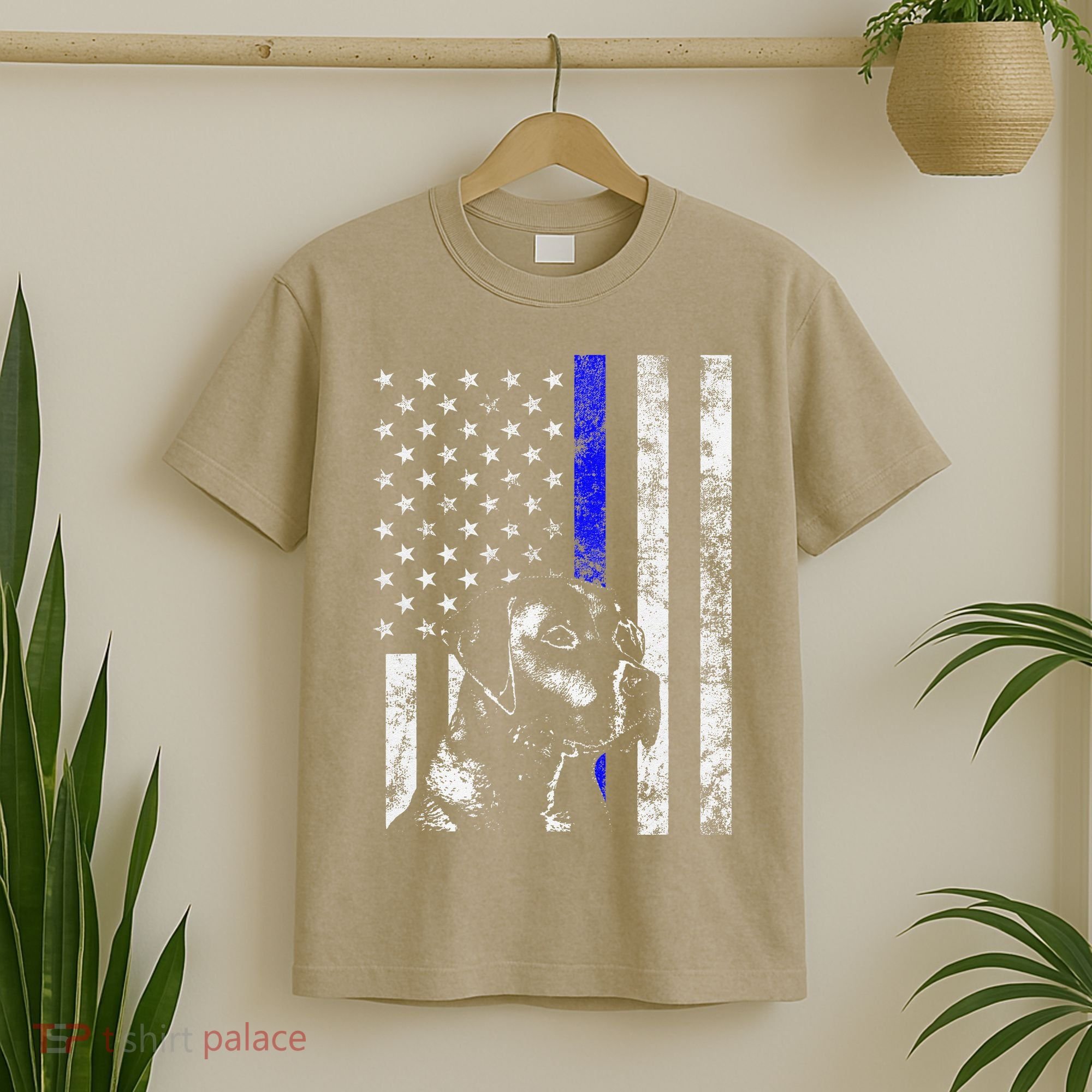 Blue Line Flag K9 Labrador Retriever Police Dog T-Shirt