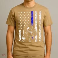 Blue Line Flag K9 Labrador Retriever Police Dog T-Shirt thumb 3