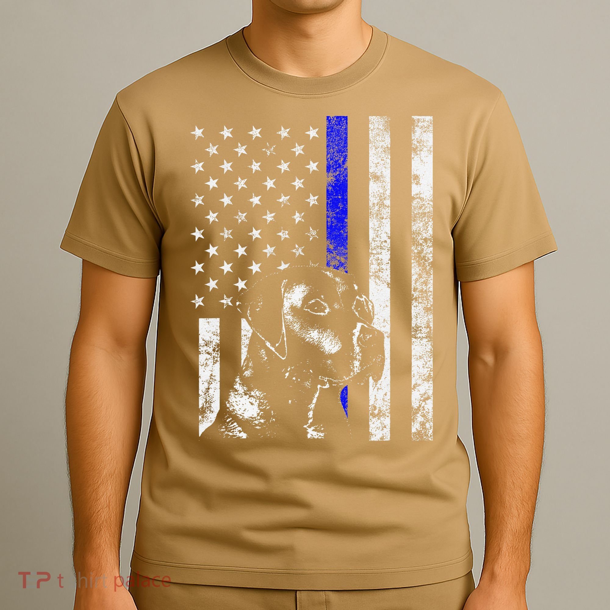 Blue Line Flag K9 Labrador Retriever Police Dog T-Shirt