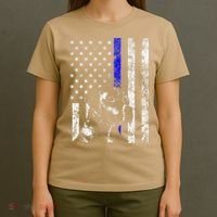 Blue Line Flag K9 Labrador Retriever Police Dog T-Shirt thumb 4