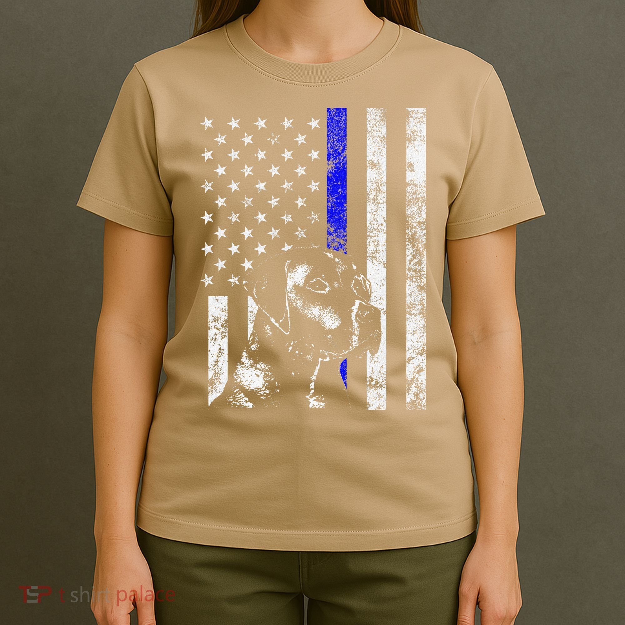 Blue Line Flag K9 Labrador Retriever Police Dog T-Shirt