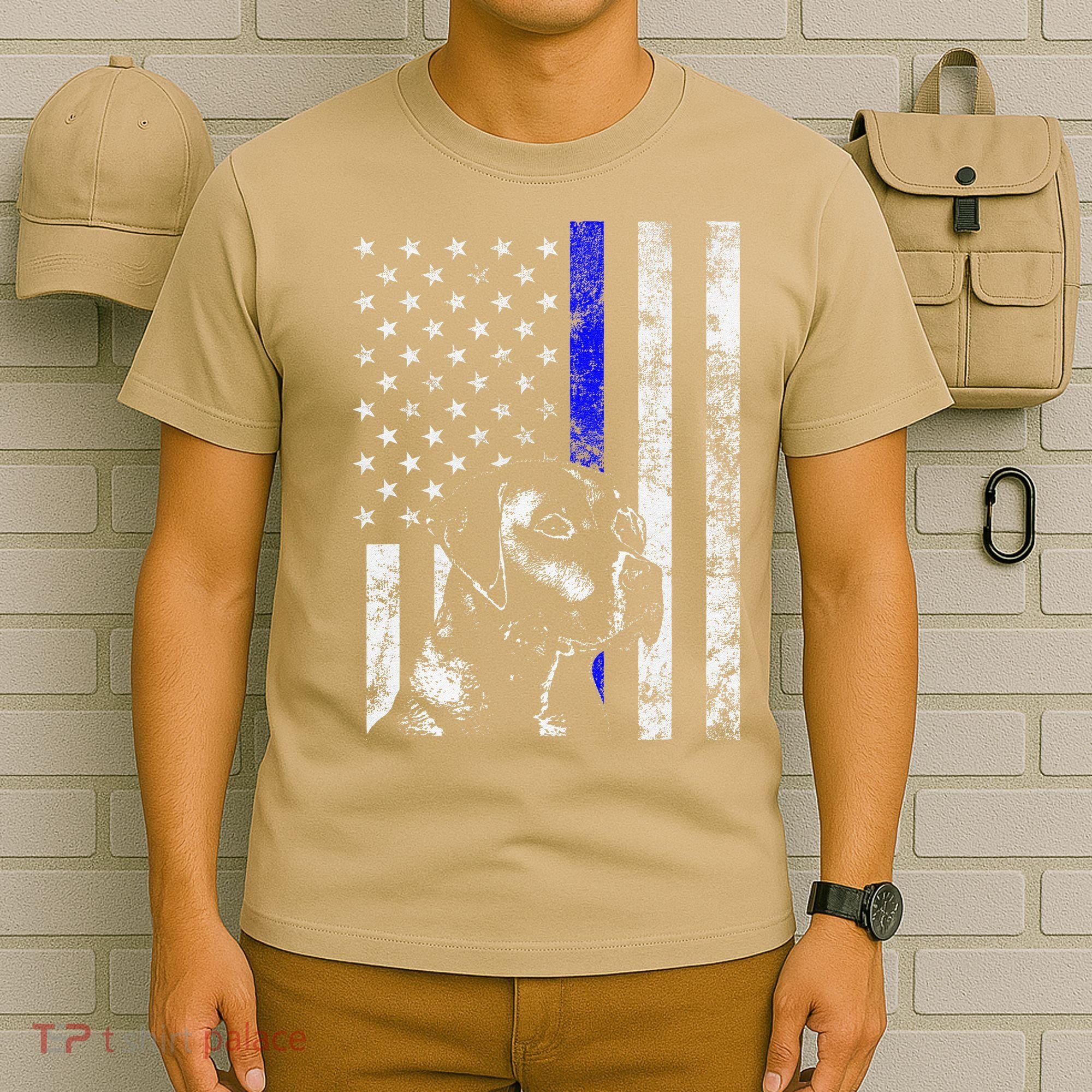 Blue Line Flag K9 Labrador Retriever Police Dog T-Shirt