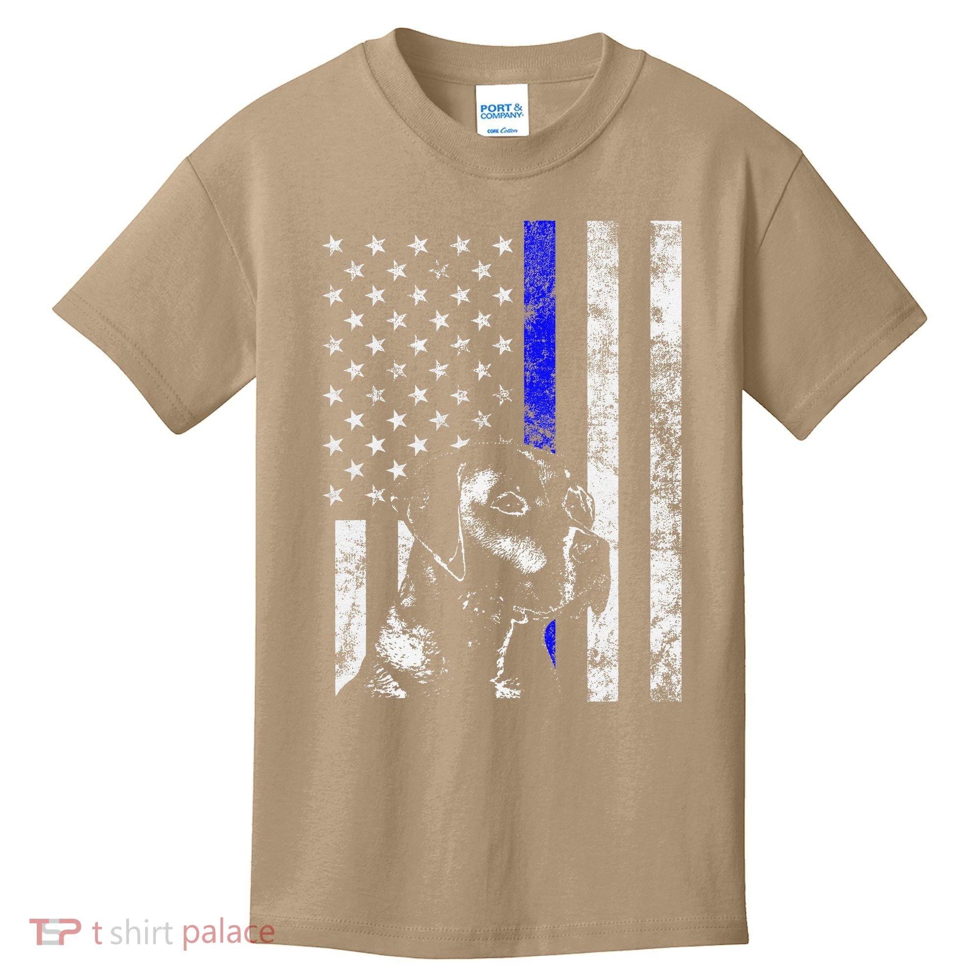 Blue Line Flag K9 Labrador Retriever Police Dog Kids T-Shirt