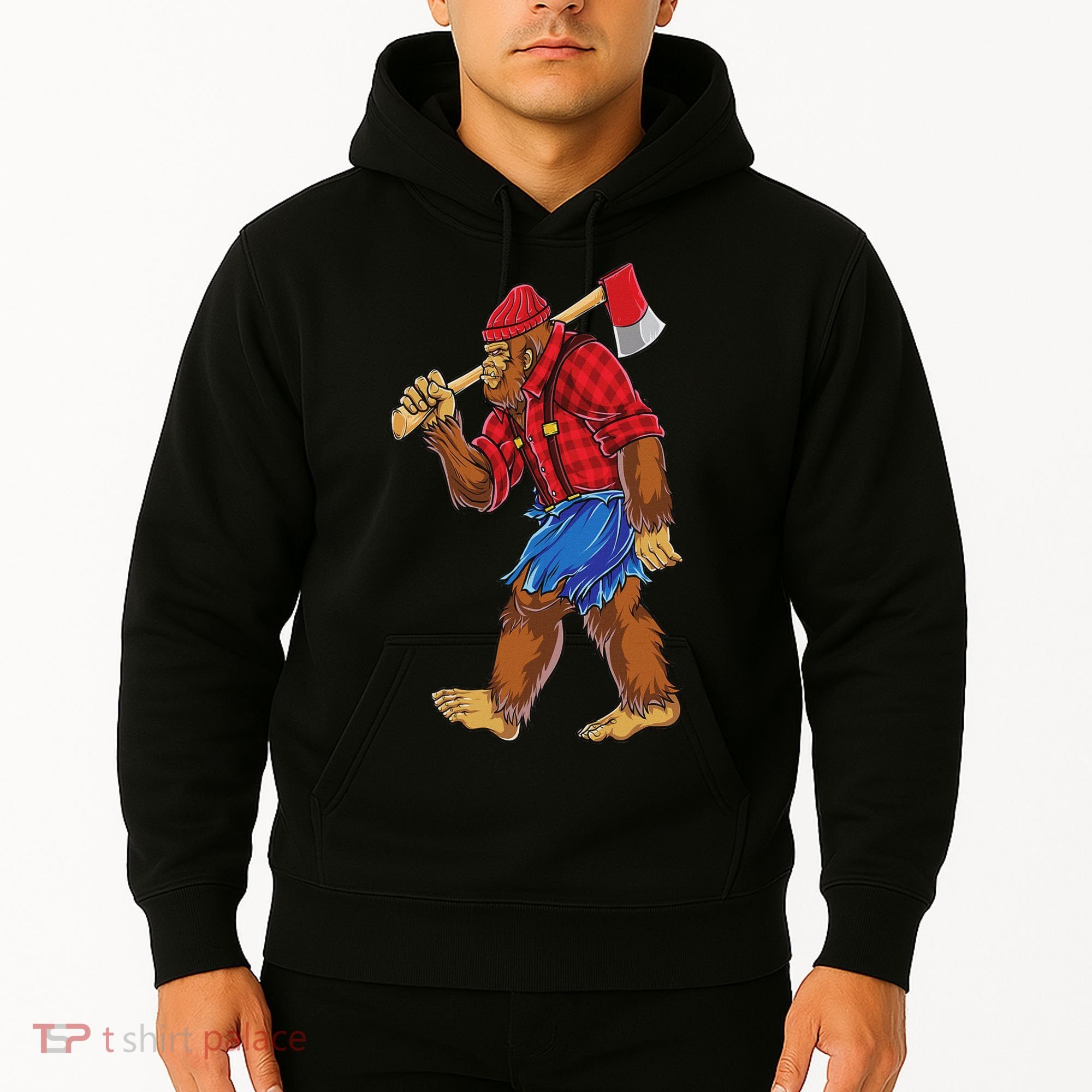Bigfoot Lumberjack Funny Woodworking Sasquatch Lover Hoodie