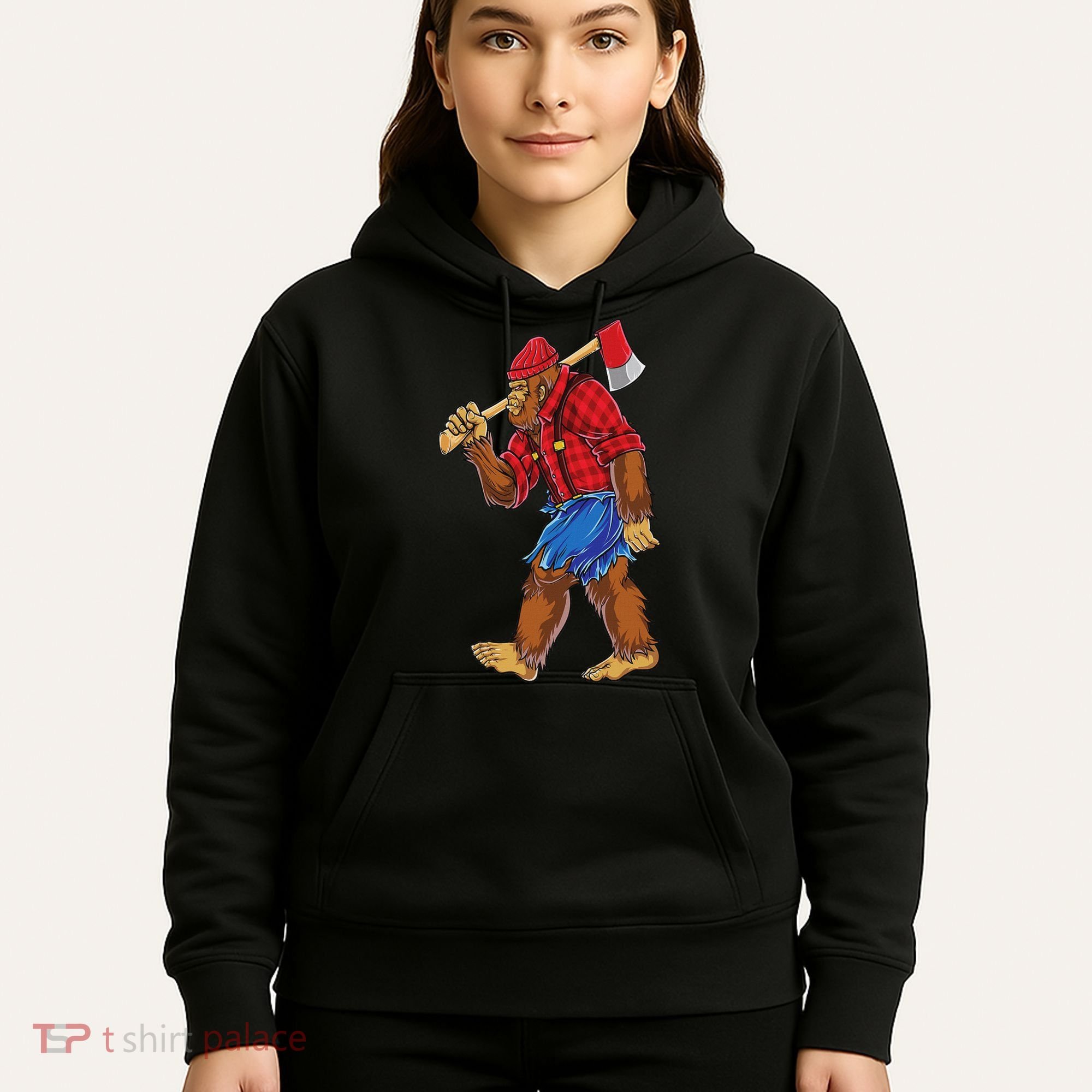 Bigfoot Lumberjack Funny Woodworking Sasquatch Lover Hoodie