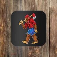Bigfoot Lumberjack Funny Woodworking Sasquatch Lover Coaster thumb 0
