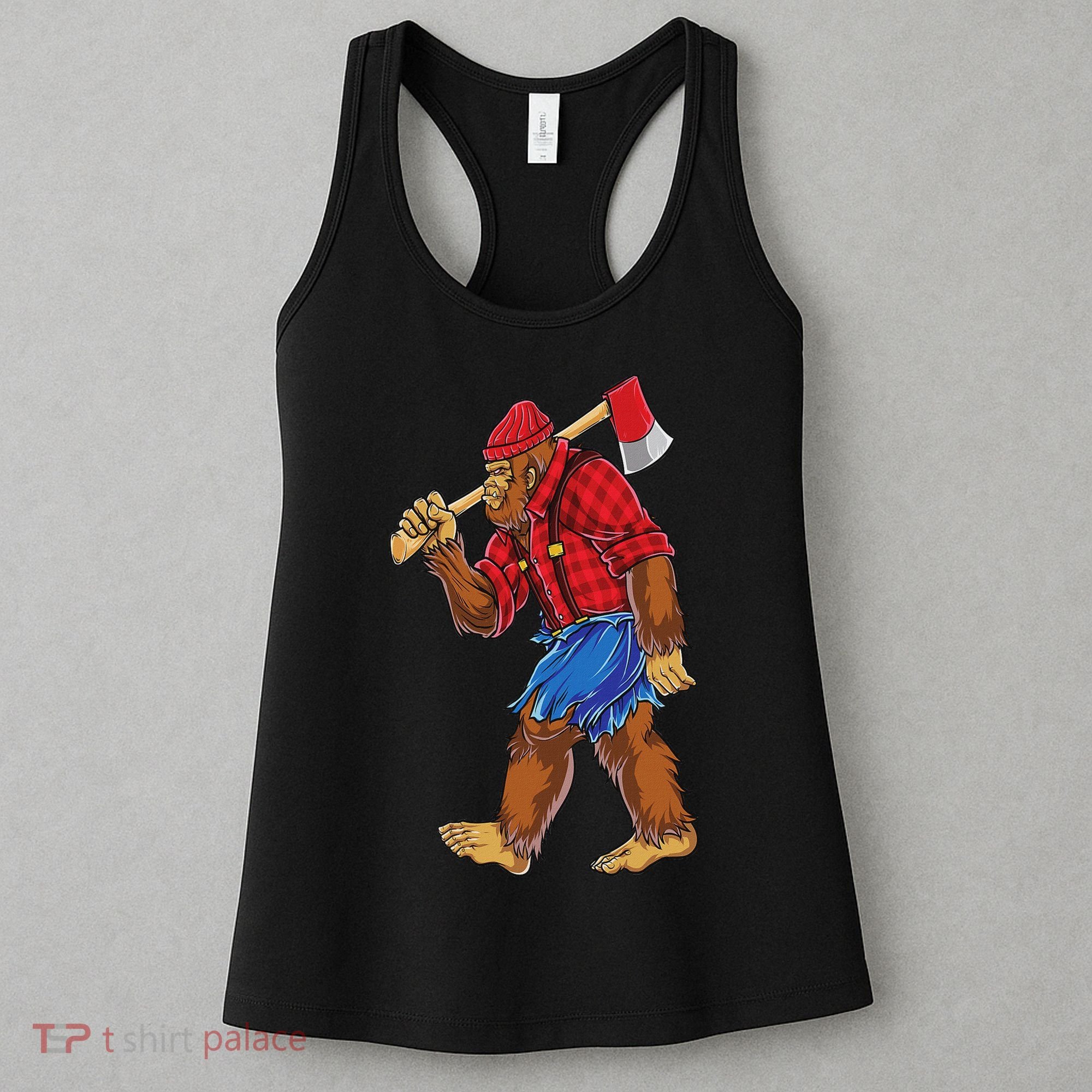 Bigfoot Lumberjack Funny Woodworking Sasquatch Lover Women's Tank Top