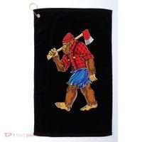 Bigfoot Lumberjack Funny Woodworking Sasquatch Lover Golf Towel thumb 0