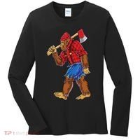 Bigfoot Lumberjack Funny Woodworking Sasquatch Lover Women's Long Sleeve Shirt thumb 0