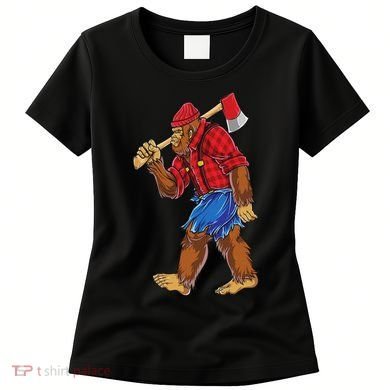 Bigfoot Lumberjack Funny Woodworking Sasquatch Lover Women's T-Shirt