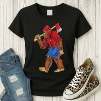 Bigfoot Lumberjack Funny Woodworking Sasquatch Lover Women's T-Shirt thumb 3