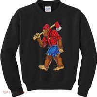 Bigfoot Lumberjack Funny Woodworking Sasquatch Lover Kids Sweatshirt thumb 0