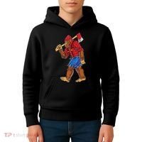 Bigfoot Lumberjack Funny Woodworking Sasquatch Lover Kids Hoodie thumb 4