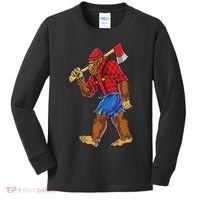 Bigfoot Lumberjack Funny Woodworking Sasquatch Lover Kids Long Sleeve Shirt thumb 0