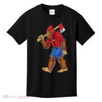 Bigfoot Lumberjack Funny Woodworking Sasquatch Lover Kids T-Shirt thumb 0