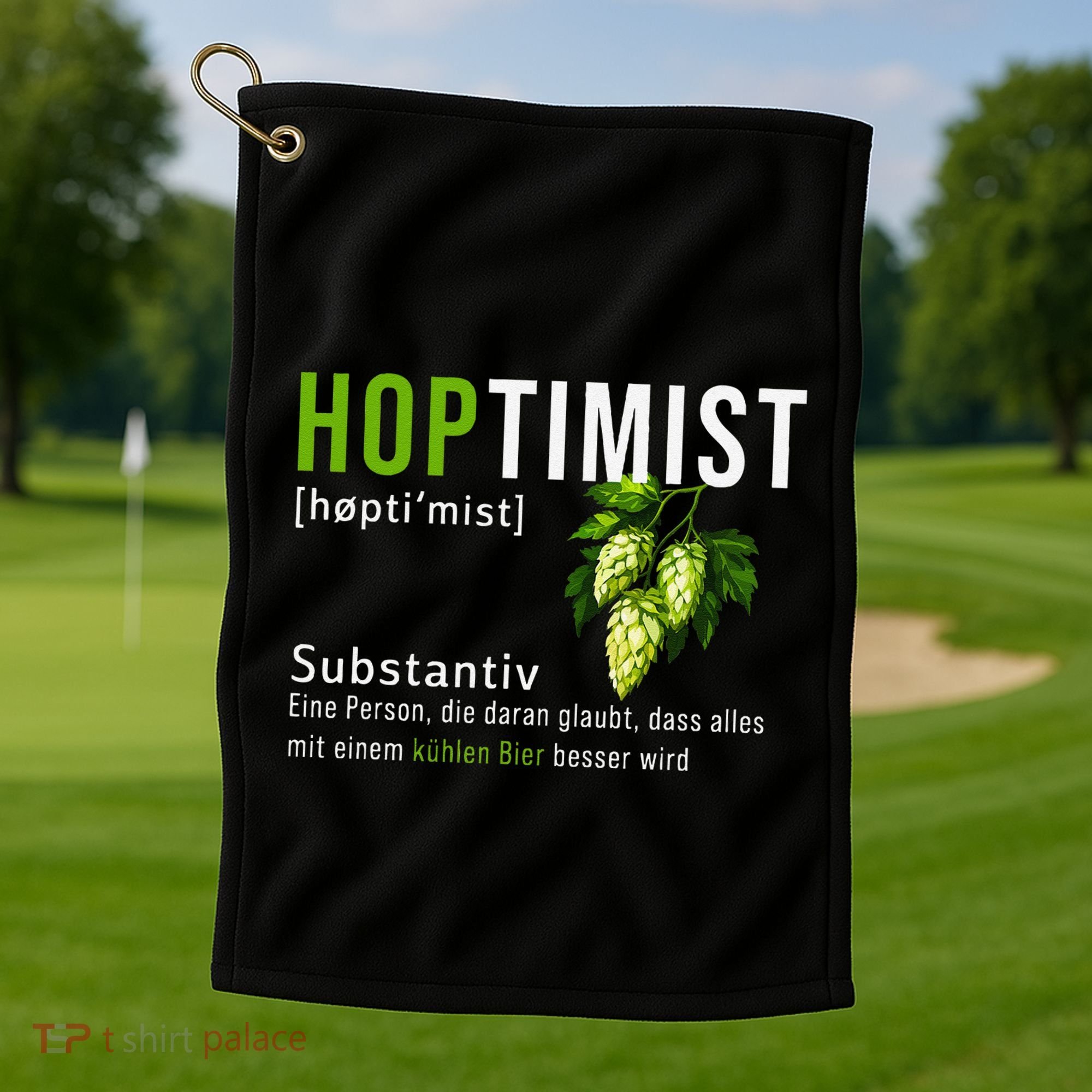 Beer Lovers Funny Hoptimist Hops Beer Party Golf Towel