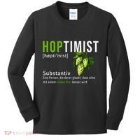 Beer Lovers Funny Hoptimist Hops Beer Party Kids Long Sleeve Shirt thumb 0