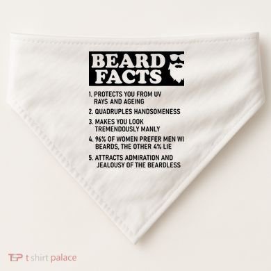 Beard Lover Funny Beard Facts Bearded Guy Humor USA-Made Doggie Bandana