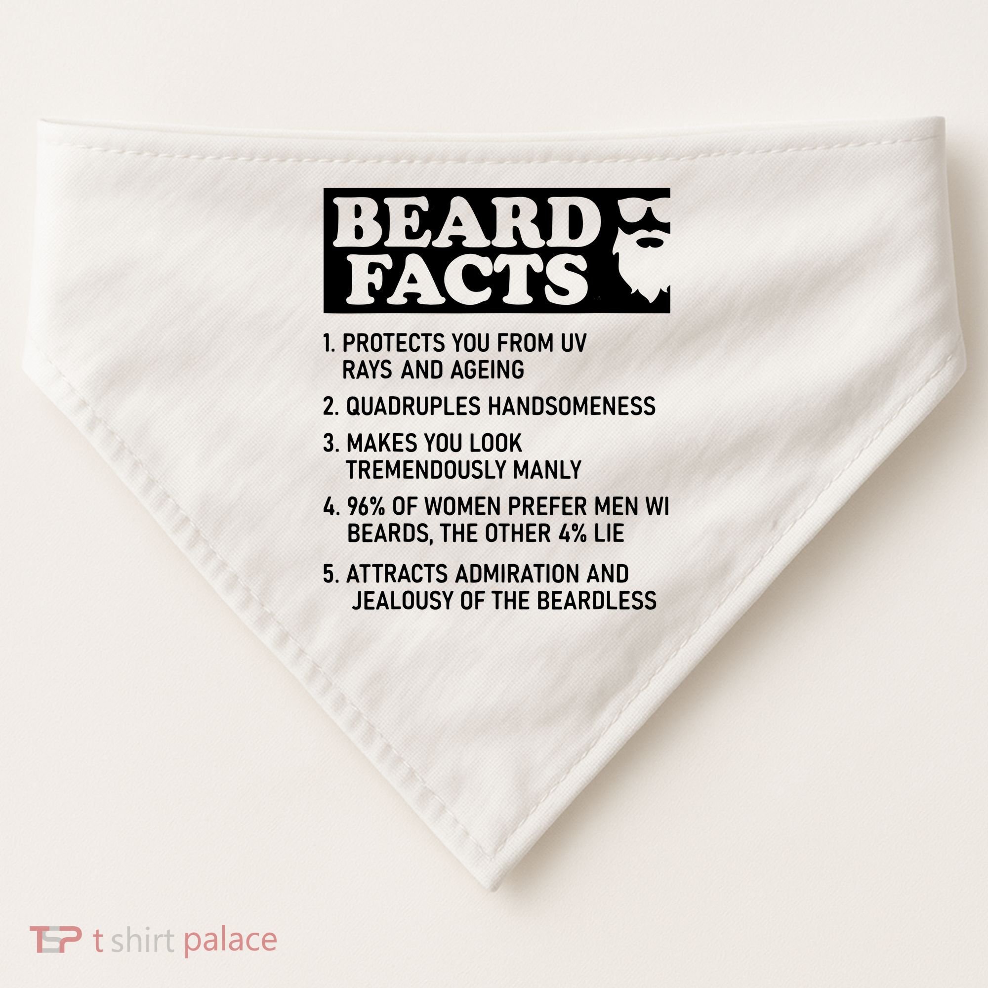 Beard Lover Funny Beard Facts Bearded Guy Humor USA-Made Doggie Bandana