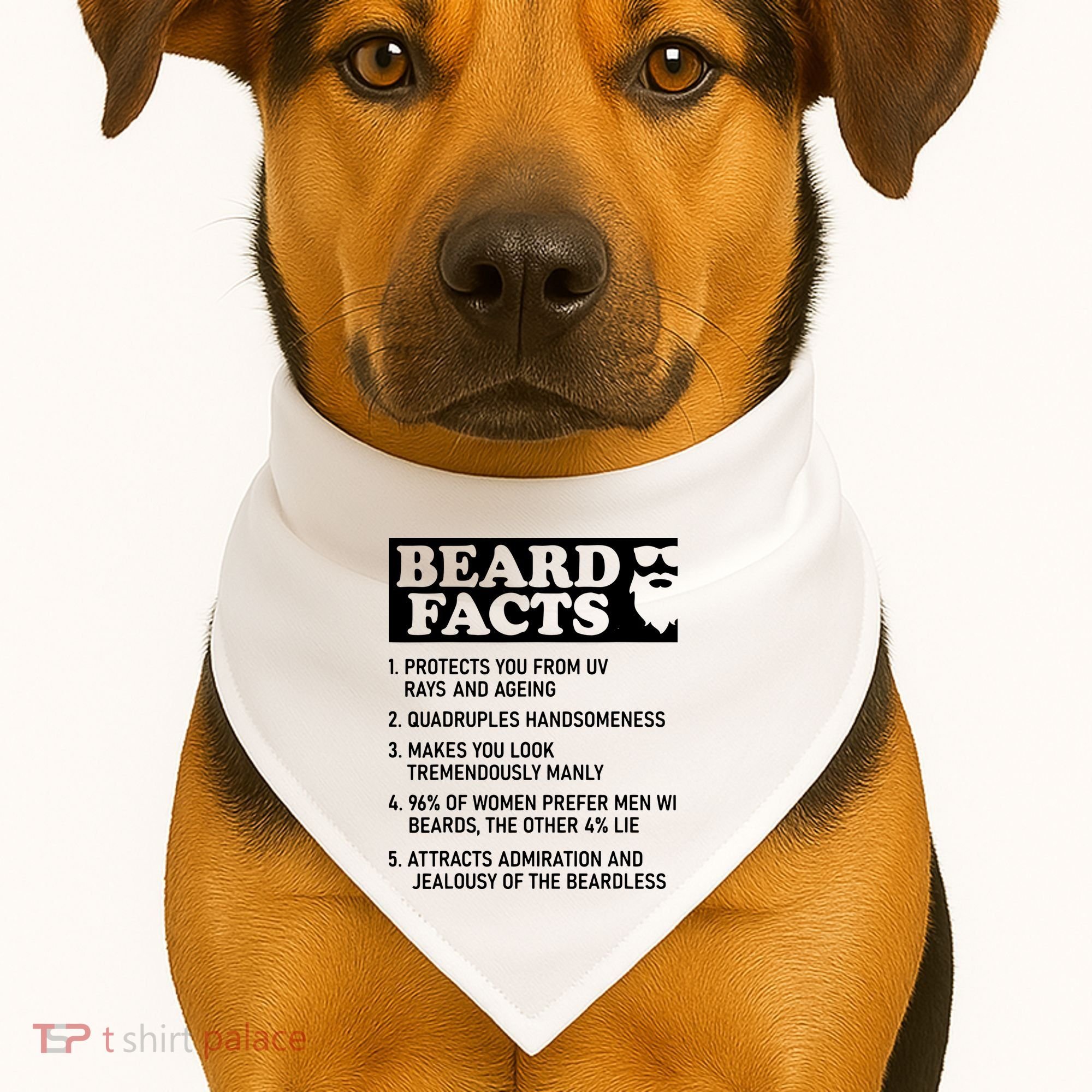 Beard Lover Funny Beard Facts Bearded Guy Humor USA-Made Doggie Bandana