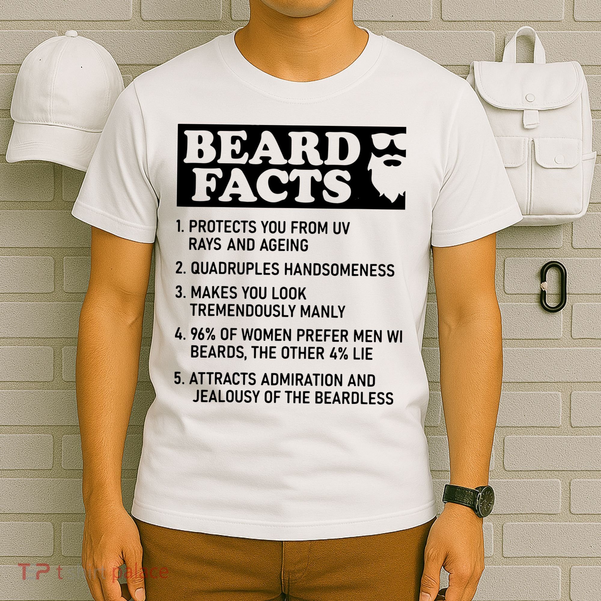 Beard Lover Funny Beard Facts Bearded Guy Humor T-Shirt