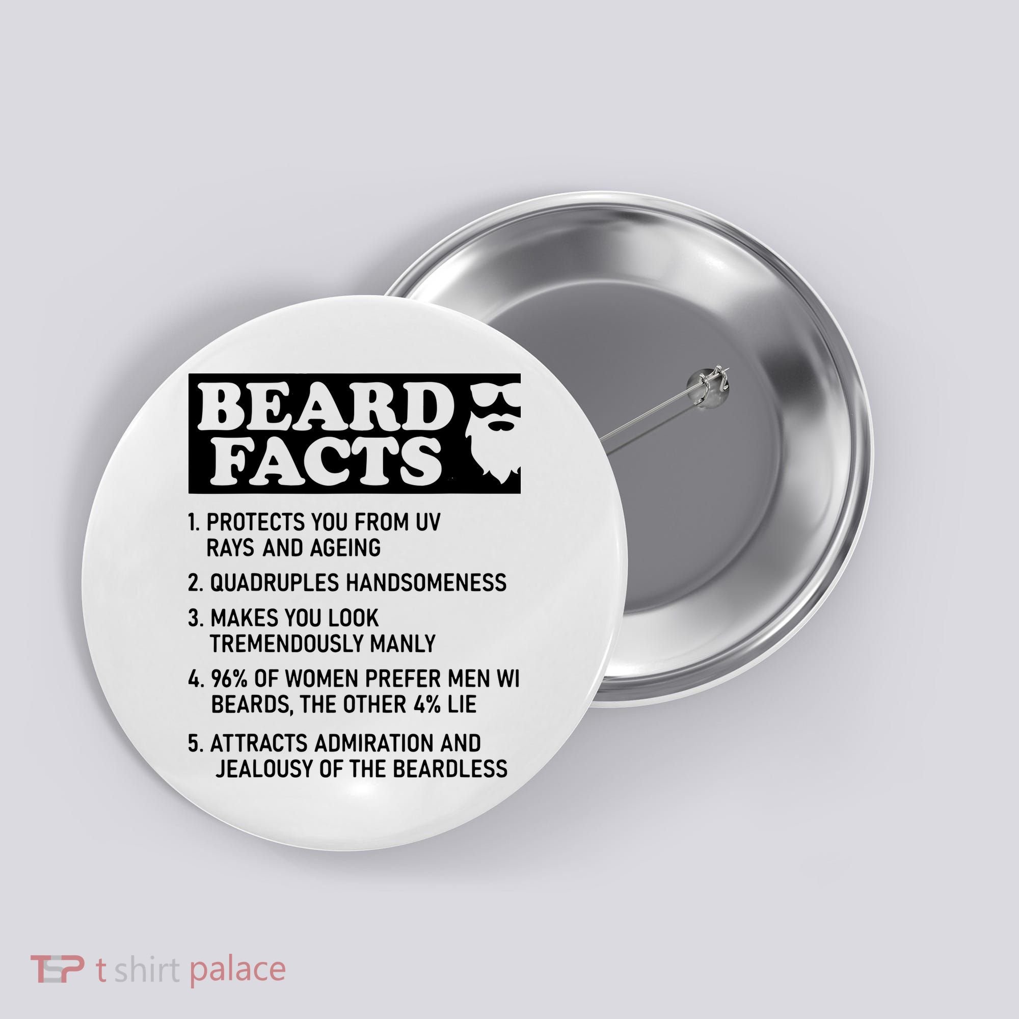 Beard Lover Funny Beard Facts Bearded Guy Humor Button