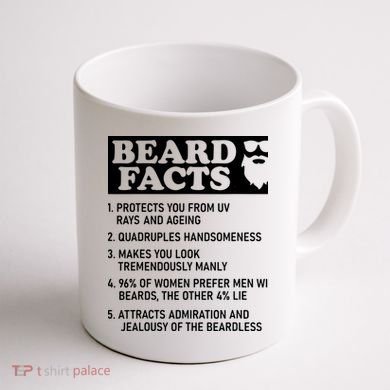 Beard Lover Funny Beard Facts Bearded Guy Humor Coffee Mug back