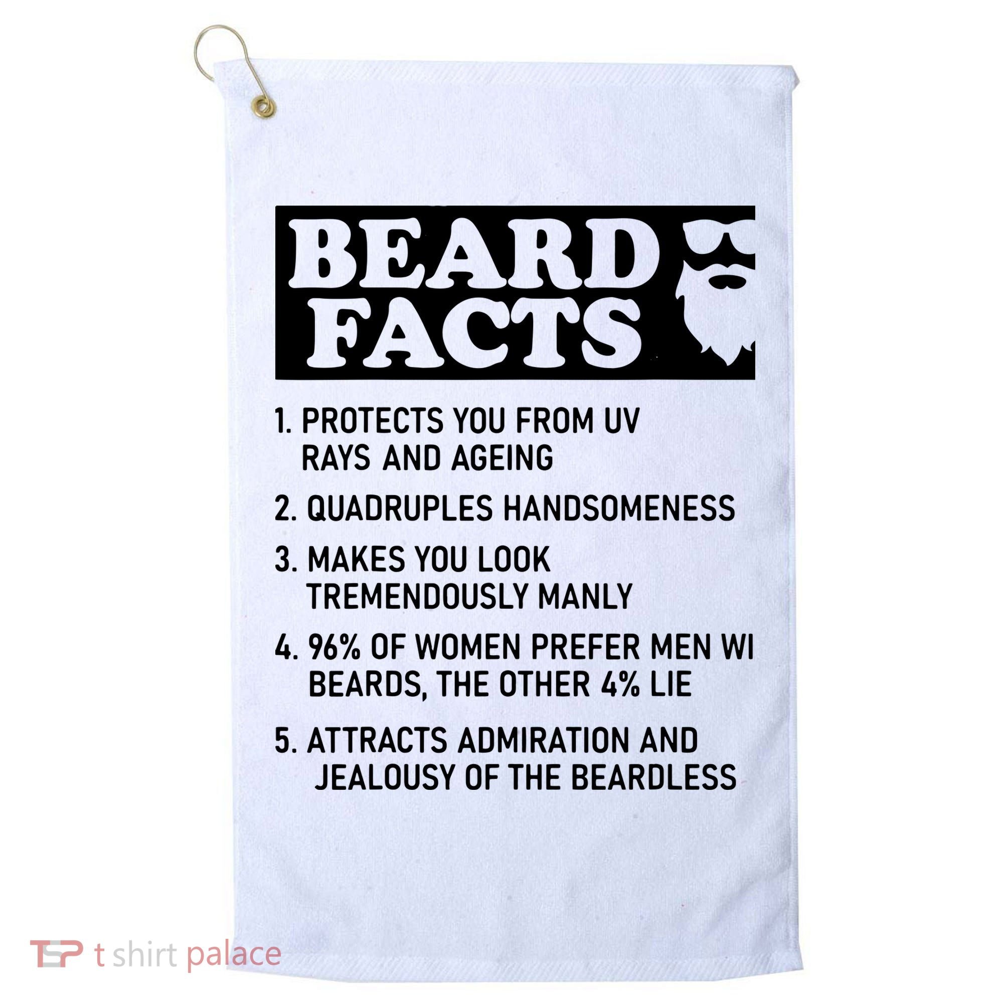 Beard Lover Funny Beard Facts Bearded Guy Humor Golf Towel