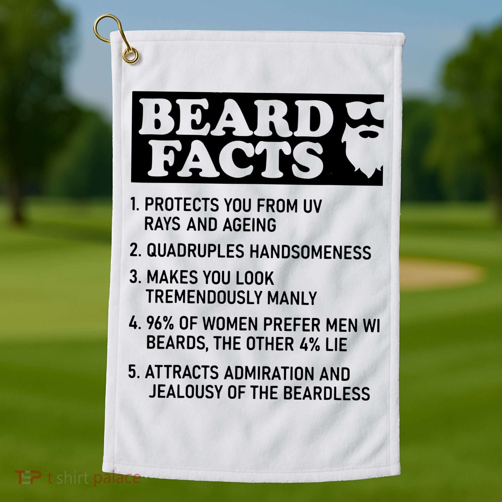 Beard Lover Funny Beard Facts Bearded Guy Humor Golf Towel