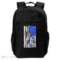 Blue Line Flag Templar Knight Warrior Backpack thumb 0