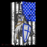 Blue Line Flag Templar Knight Warrior Backpack thumb 2