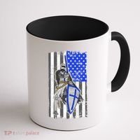 Blue Line Flag Templar Knight Warrior Coffee Mug thumb 1
