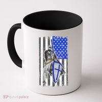 Blue Line Flag Templar Knight Warrior Coffee Mug thumb 0