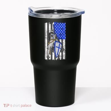 Blue Line Flag Templar Knight Warrior Tumbler