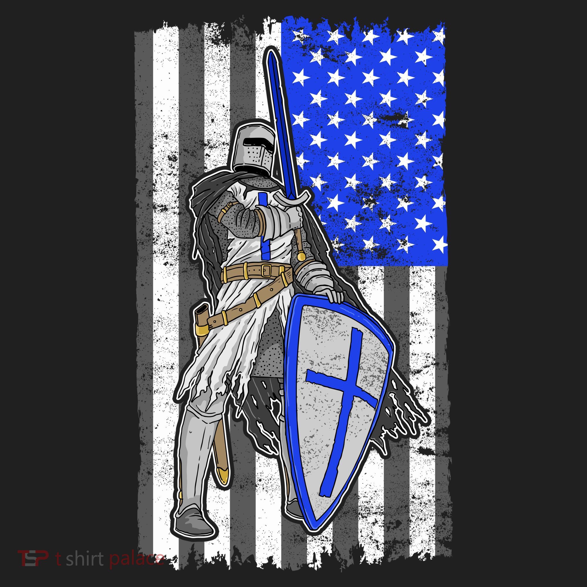 Blue Line Flag Templar Knight Warrior Tumbler