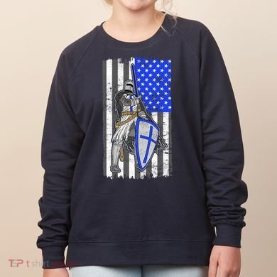 Blue Line Flag Templar Knight Warrior Women's Sweatshirt