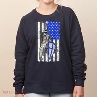 Blue Line Flag Templar Knight Warrior Women's Sweatshirt thumb 0