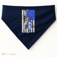 Blue Line Flag Templar Knight Warrior USA-Made Doggie Bandana thumb 0