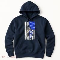 Blue Line Flag Templar Knight Warrior Hoodie thumb 0