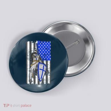 Blue Line Flag Templar Knight Warrior Button