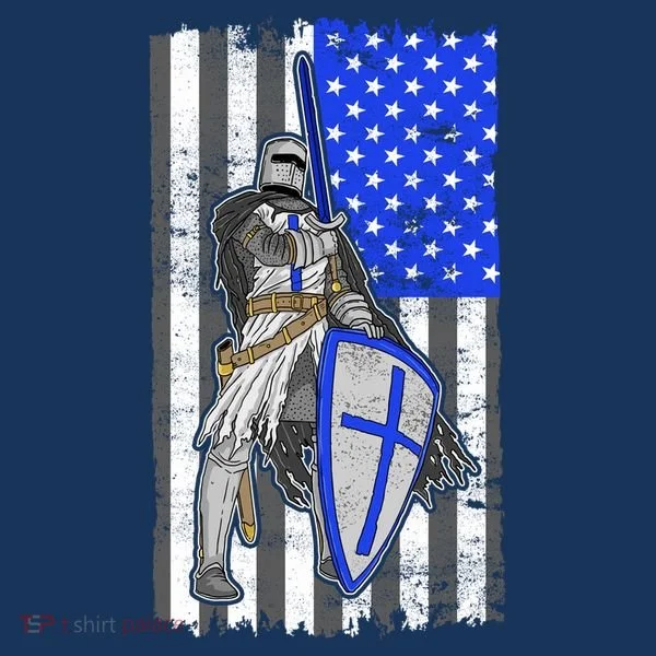 Blue Line Flag Templar Knight Warrior Bucket Hat