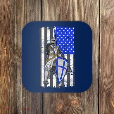 Blue Line Flag Templar Knight Warrior Coaster