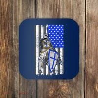 Blue Line Flag Templar Knight Warrior Coaster thumb 0