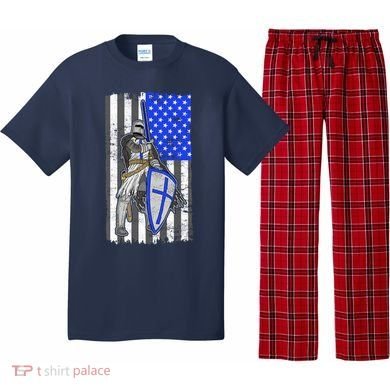Blue Line Flag Templar Knight Warrior Pajama Set