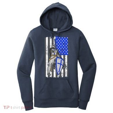 Blue Line Flag Templar Knight Warrior Women's Hoodie
