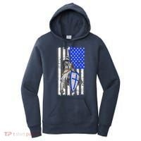 Blue Line Flag Templar Knight Warrior Women's Hoodie thumb 0