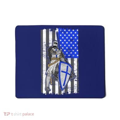 Blue Line Flag Templar Knight Warrior Mousepad